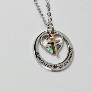 Mustard Seed Faith Hope Love Necklace Two Tone Silver Rose Gold Christian Gift